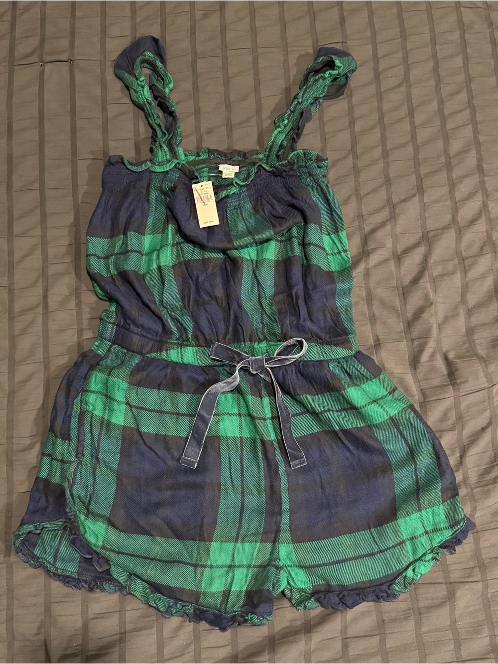 Aerie Women’s Medium Blue Green Plaid Loungewear Romper